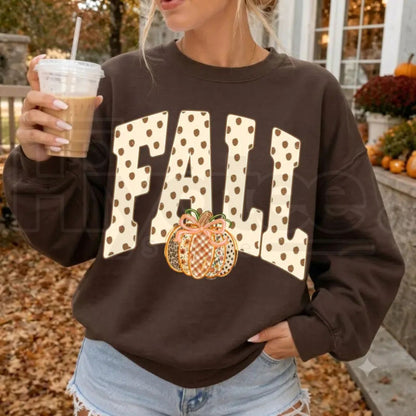 Preppy Fall Polka Dot Pumpkin Bow Sweatshirt