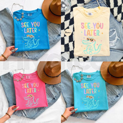 Comfort Colors® See You Later Shirt – Retro Teacher Summer Alligator Graphic Tee