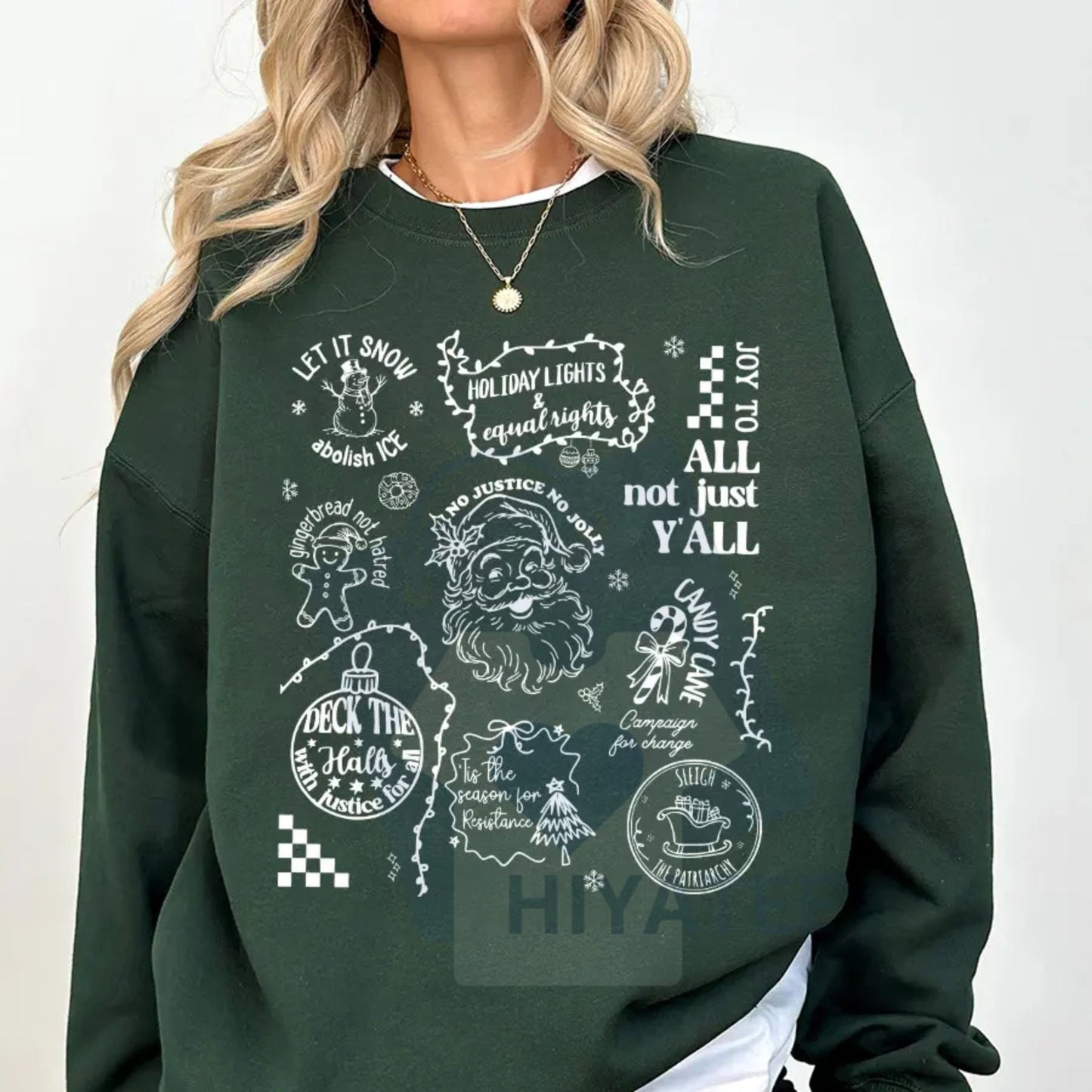 Doodle Christmas Liberal Values Shirt: Subtle Message Social Justice Holiday Sweatshirt, Festive Activist Tee