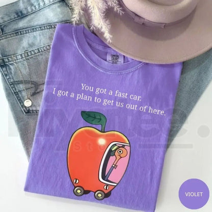 Comfort Colors Fast Car T-Shirt Retro Apple Graphic Road Trip Tee