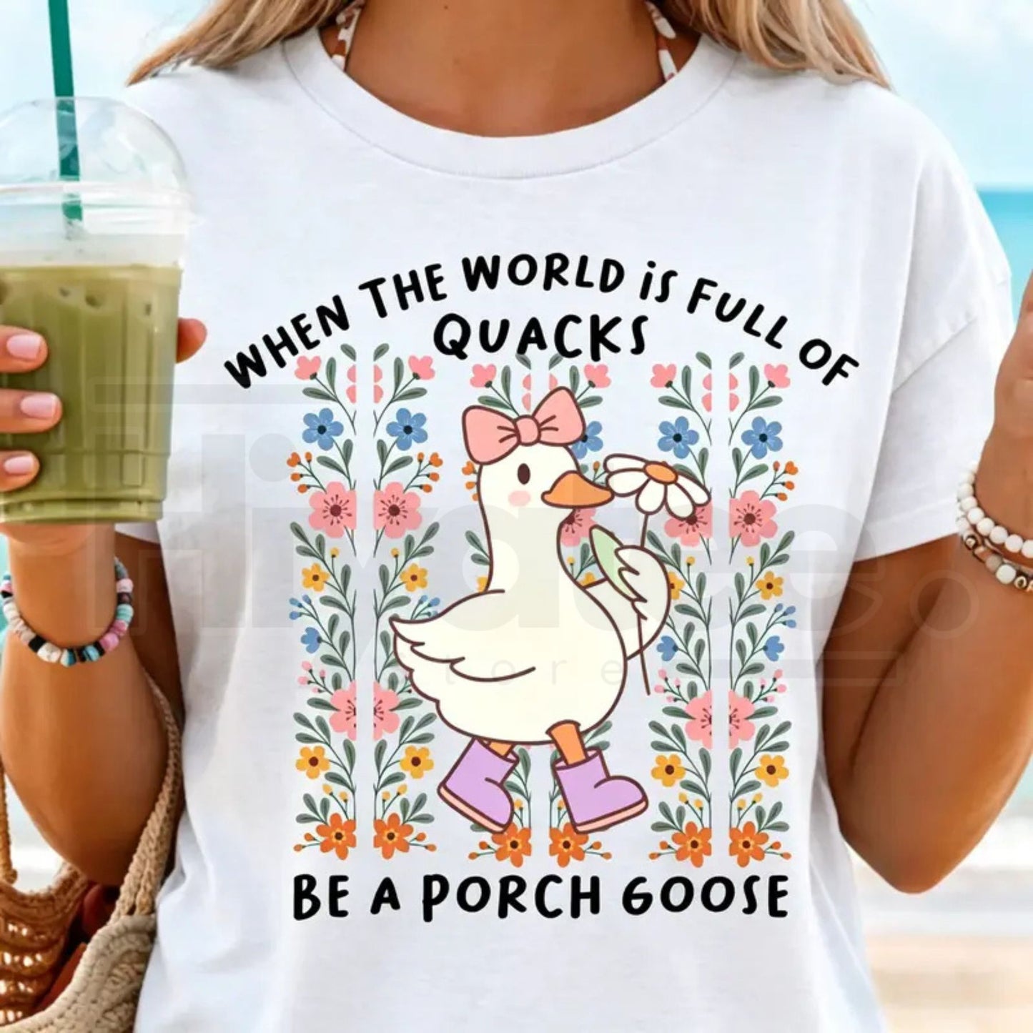 Be a Porch Goose Pun Tee – Funny Graphic Shirt, Women's Everyday Comfy T-Shirt
