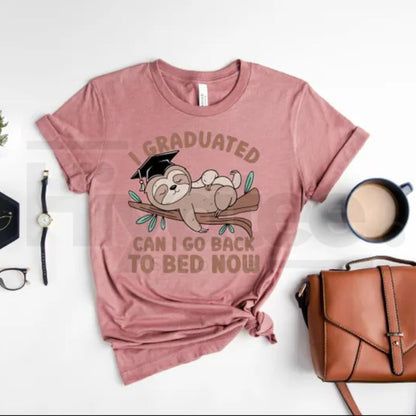 Funny Graduation Sloth T-Shirt – Can I Go Back To Bed Graduate Gift Tee