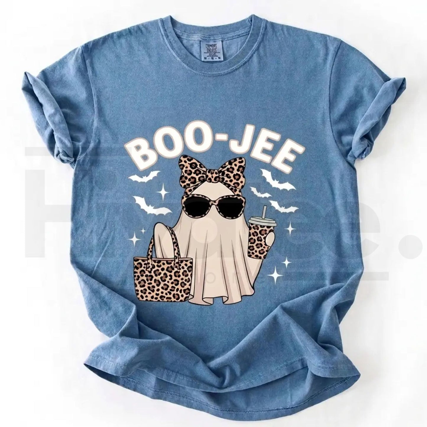 Comfort Colors Boo-Jee Ghost Shirt Leopard Print Coffee Tee