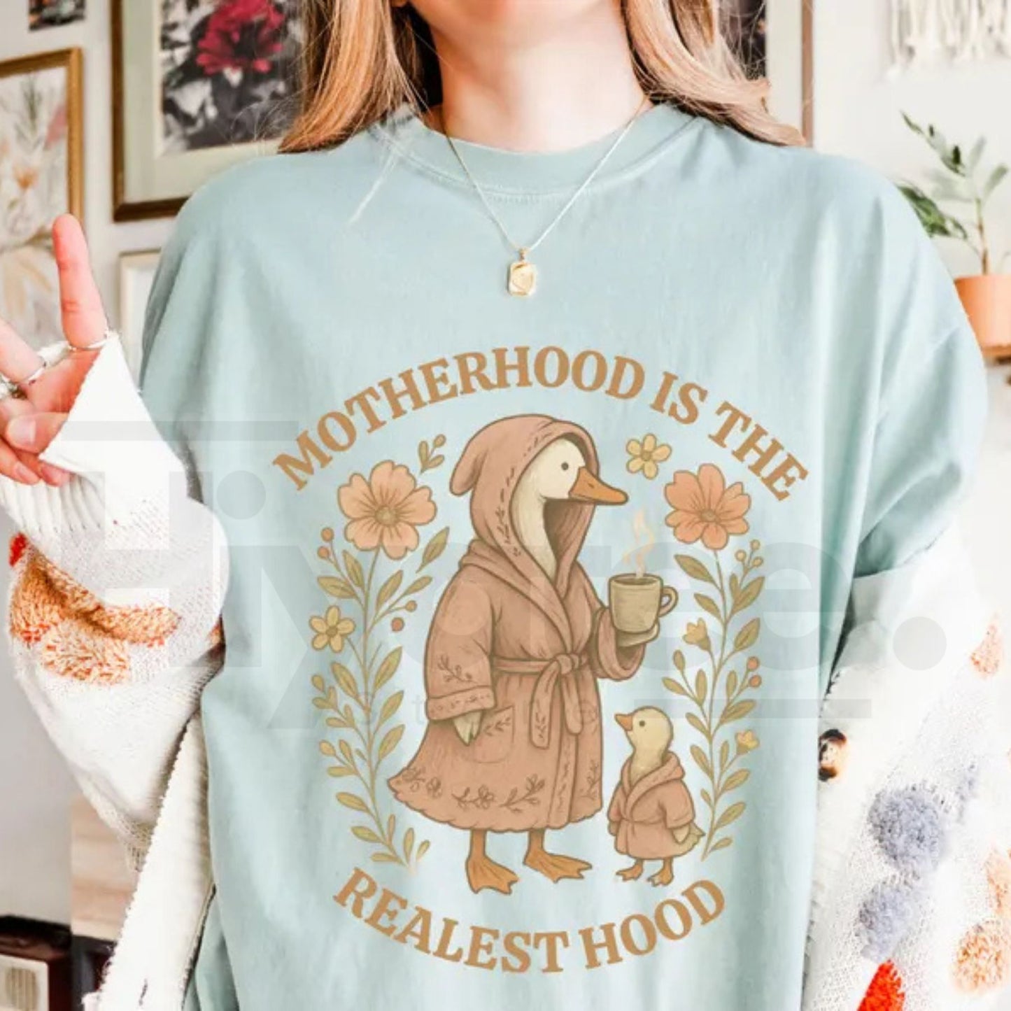 Comfort Colors® Funny Mom Shirt – Silly Mom Goose Motherhood is the Realest Hood Tee