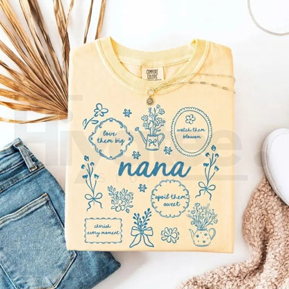 Comfort Colors® Custom Floral Grandma Shirt – Personalized Mama & Nana Flower Tee