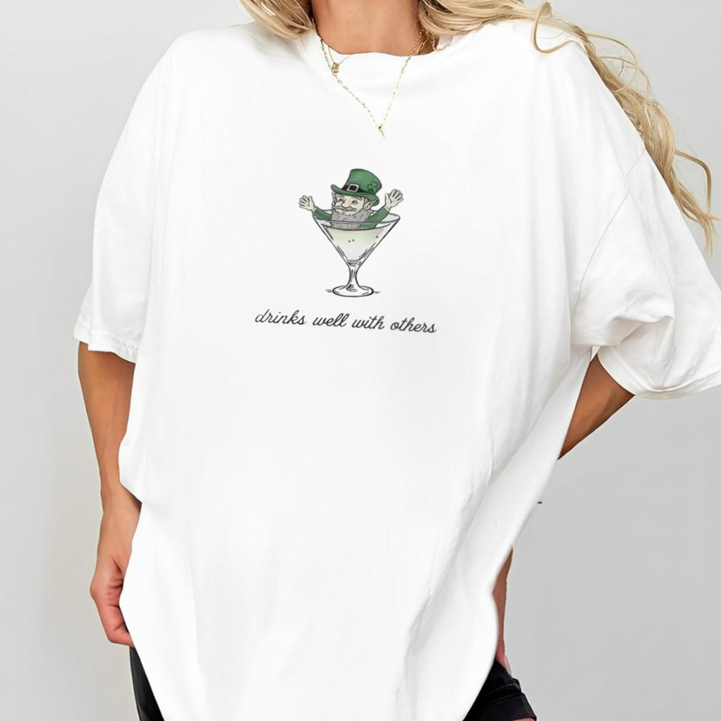 St. Patrick's Day Tee for Women – Leprechaun Martini Cocktail, Funny St. Patty’s Day Shirt