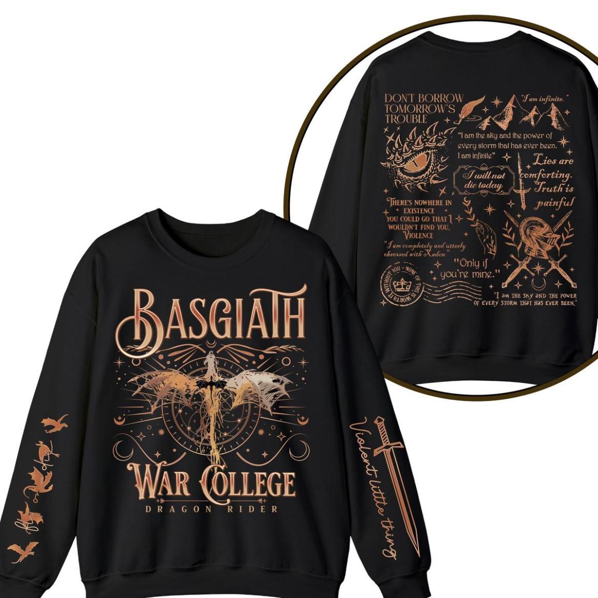 Basgiath War College Sweatshirt – Fourth Wing Inspired Fan Merch