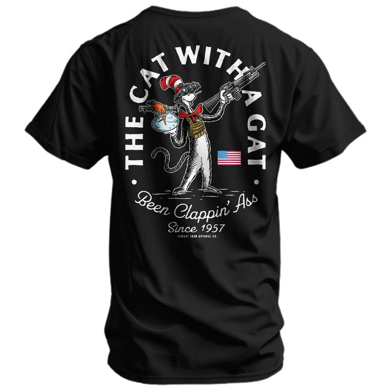 Cat With A Gat Remix Men's T-Shirt Crewneck Cotton