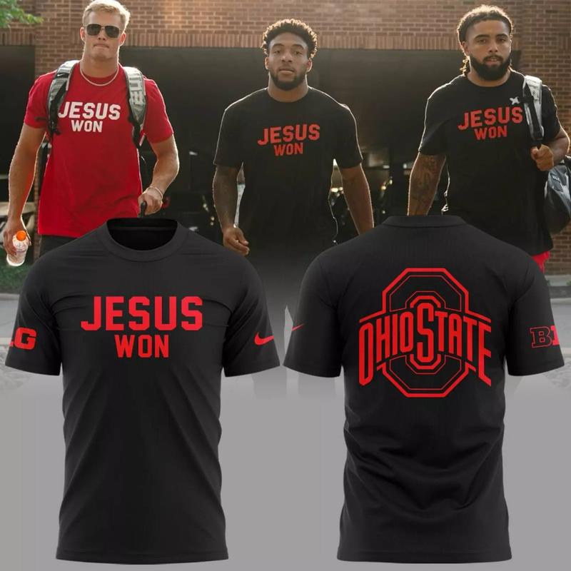 Ohio State Buckeyes Jesus Won Shirt, Jesus Won Ohio Pride TShirt, Christian Shirt, Jesus Won shirt, Bible Verse Shirt, Football Jesus Tee