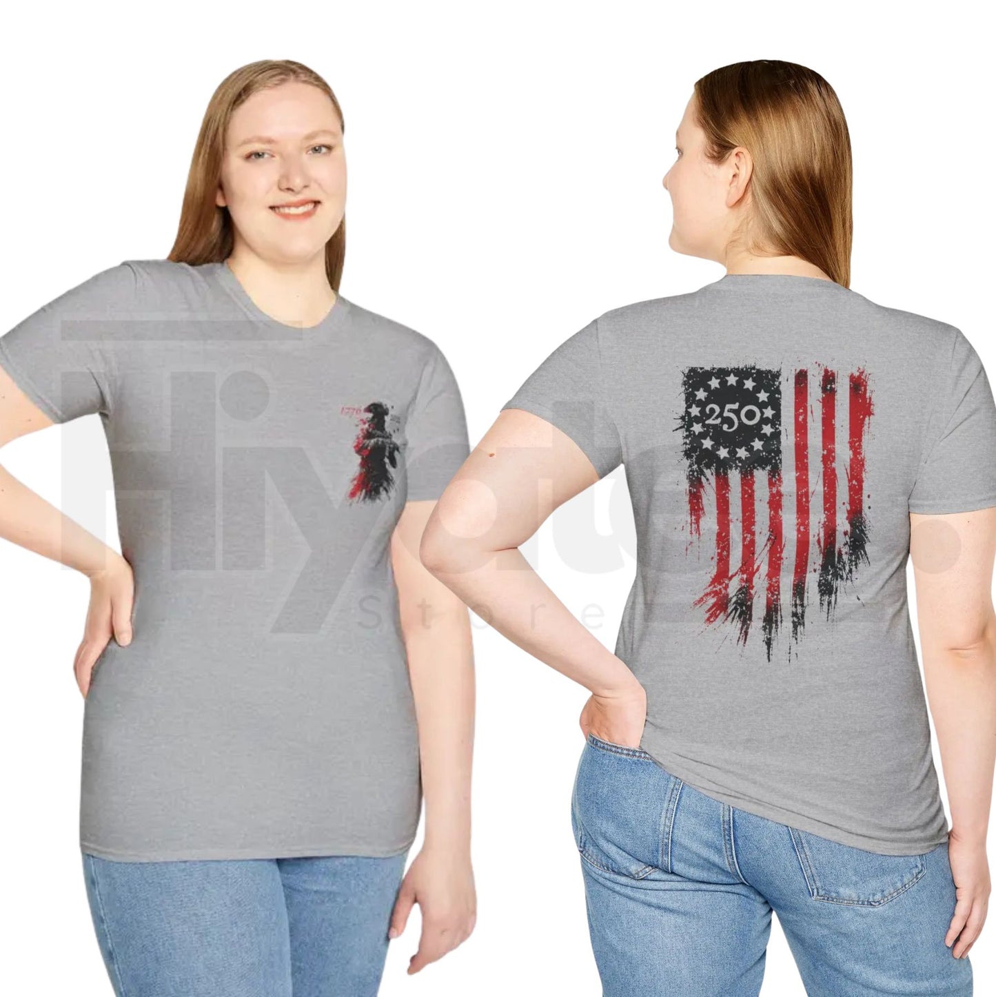 250th Anniversary Distressed American Flag T-Shirt – Retro Revolutionary Soldier America 250 Patriotic Tee