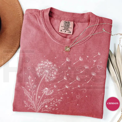 Dandelion Wildflower Comfort Colors T-Shirt Boho Floral Botanical Tee