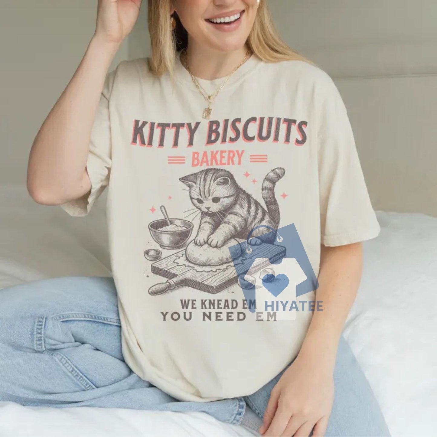 Cat Biscuit Shirt – Cute Kitty Bakery Retro Graphic T-Shirt, Vintage Style Cat Lover Tee
