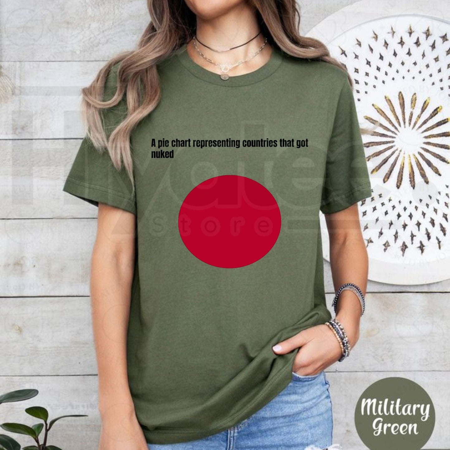 Funny History Meme T-Shirt – Japan Flag Pie Chart Countries Got Nuked Graphic Tee