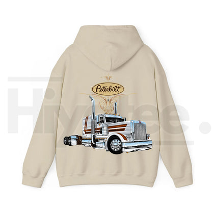 Classic Peterbilt Truck Graphic Hoodie – Vintage Semi-Truck Pullover, Heavy-Duty Apparel for Trucking Enthusiasts
