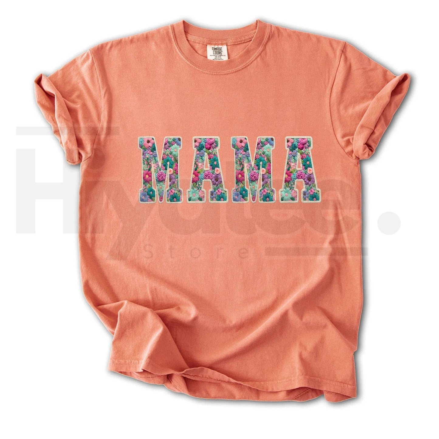 Comfort Colors® Faux Embroidery Mama T-Shirt – Trendy Vintage Mother's Day Gift, Minimalist Boutique Graphic Tee