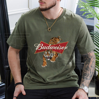 Vintage Style Budweiser Tiger Graphic Tee – Women's Retro Casual Top