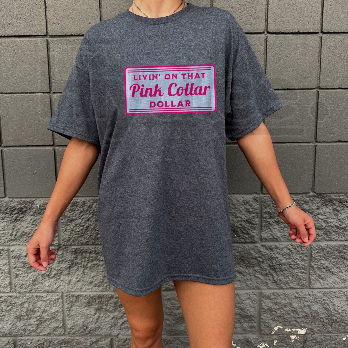 "Pink Collar Dollar" – Vintage Western Hot Pink Graphic Top