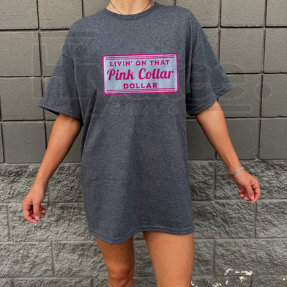 "Pink Collar Dollar" – Vintage Western Hot Pink Graphic Top