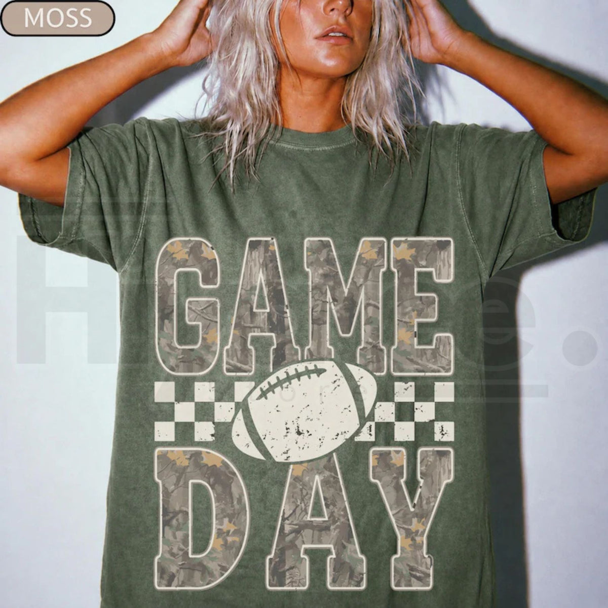 Camo Checkered Football Game Day Shirt Trendy Tailgate Fan Top Mom Tee