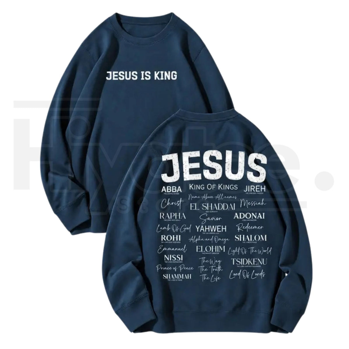 Jesus Is King Back Print Faith Crewneck Sweatshirt – Christian Aesthetic Graphic Sweater for Men & Women