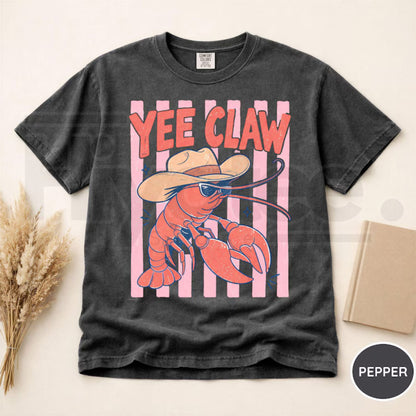 Comfort Colors Lobster Cowboy Shirt – Funny Yee Claw Western Beach Tee, Trendy Cute Coastal Cowgirl Graphic Apparel
