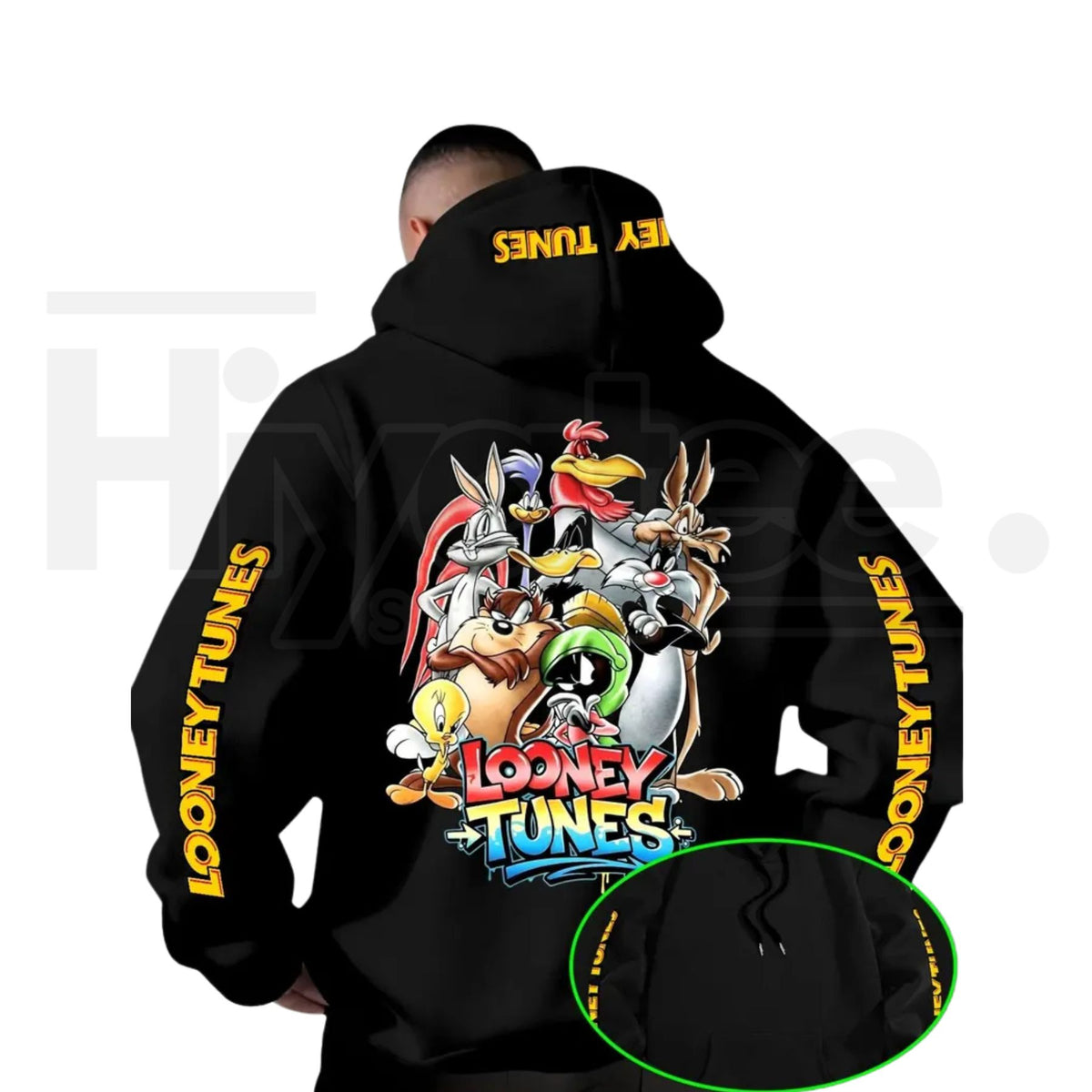 Warner Bros Looney Tunes Gradient Print Hoodie – Vintage Cartoon Character Pullover