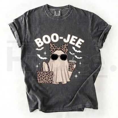 Comfort Colors Boo-Jee Ghost Shirt Leopard Print Coffee Tee