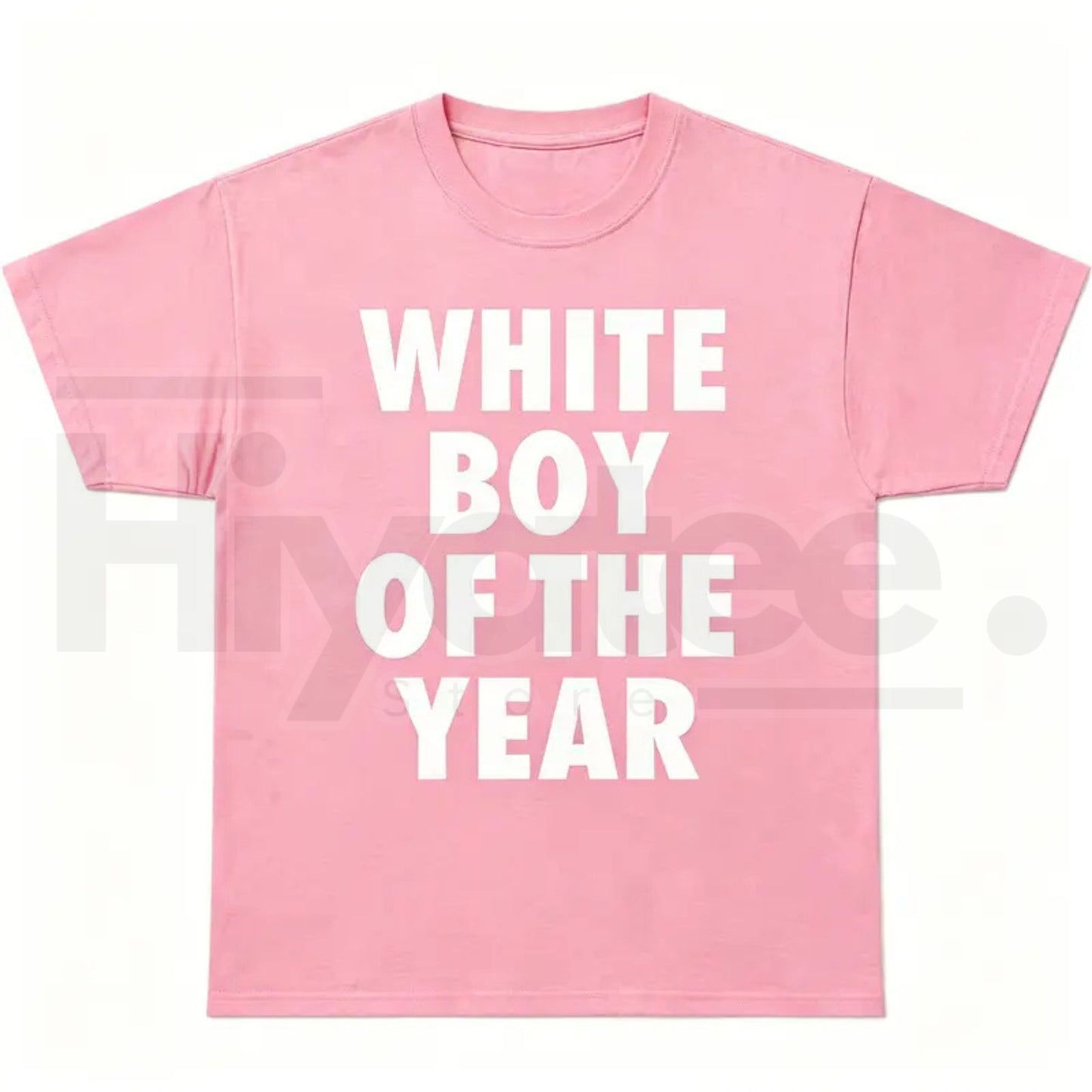 Men's White Boy Of The Year Oversized Round Neck Funny Meme Graphic T-Shirt