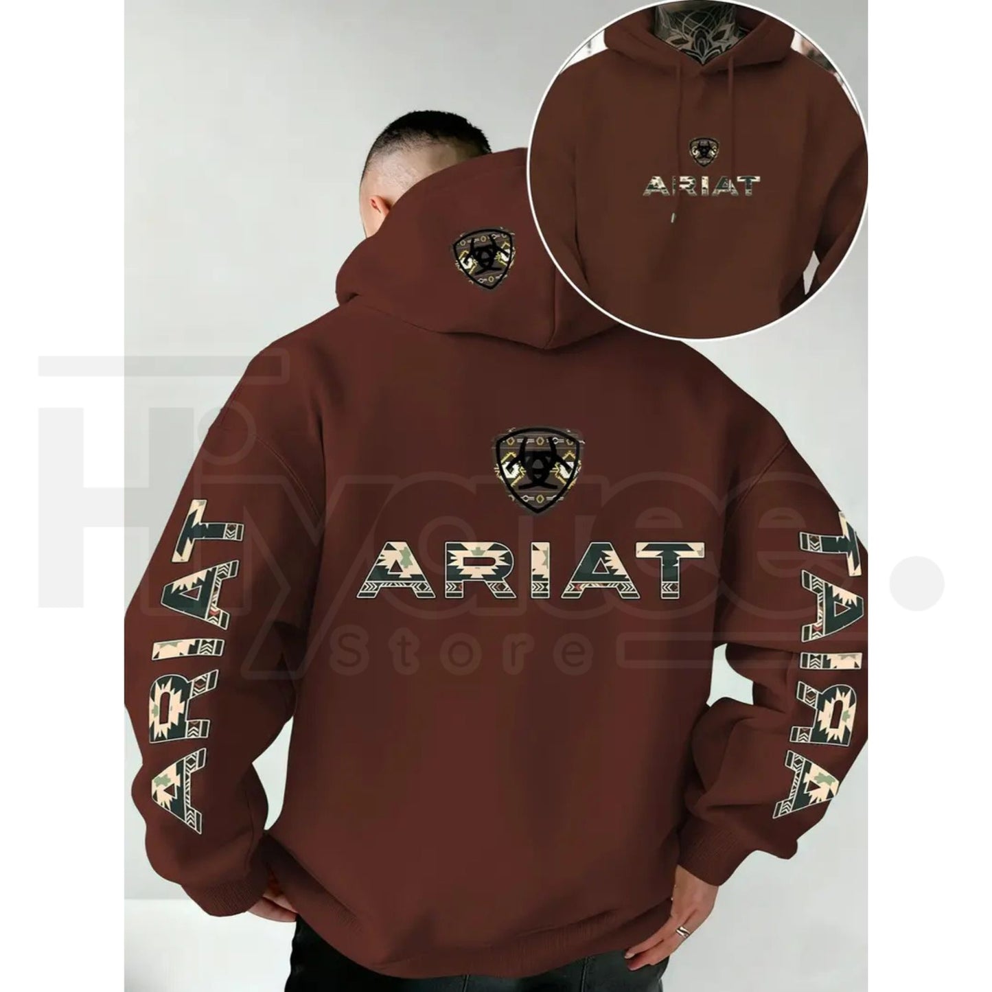Ariat Letter Print Unisex Hooded – Soft Stretch Knit Fabric, Standard Fit Casual Daily Wear