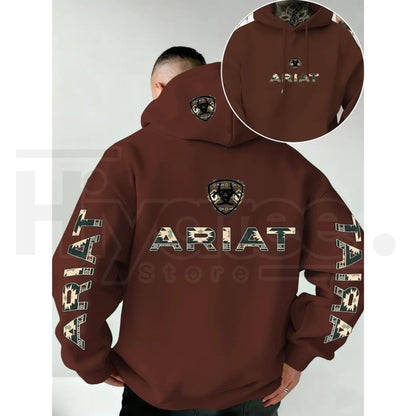 Ariat Letter Print Unisex Hooded – Soft Stretch Knit Fabric, Standard Fit Casual Daily Wear