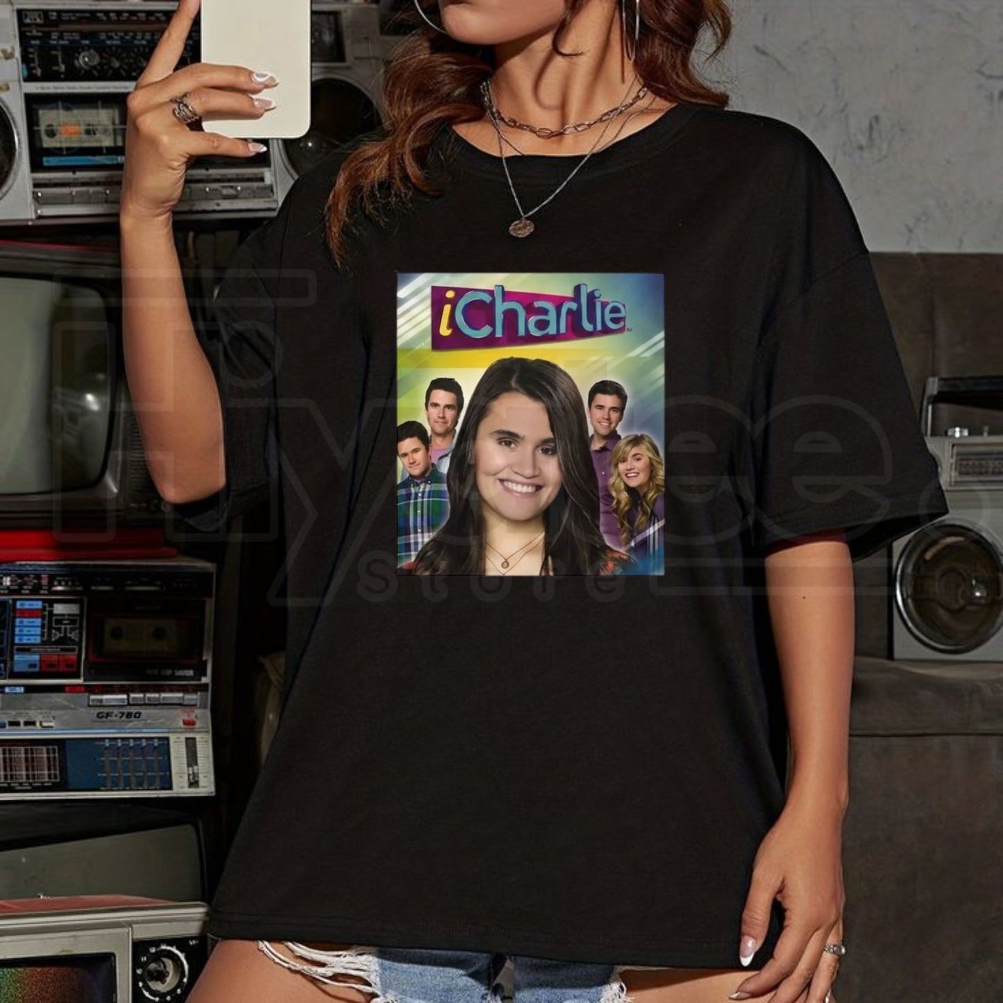 iCharlie Cast Photo T-Shirt – Retro TV Show Poster Print Nostalgia Graphic Tee