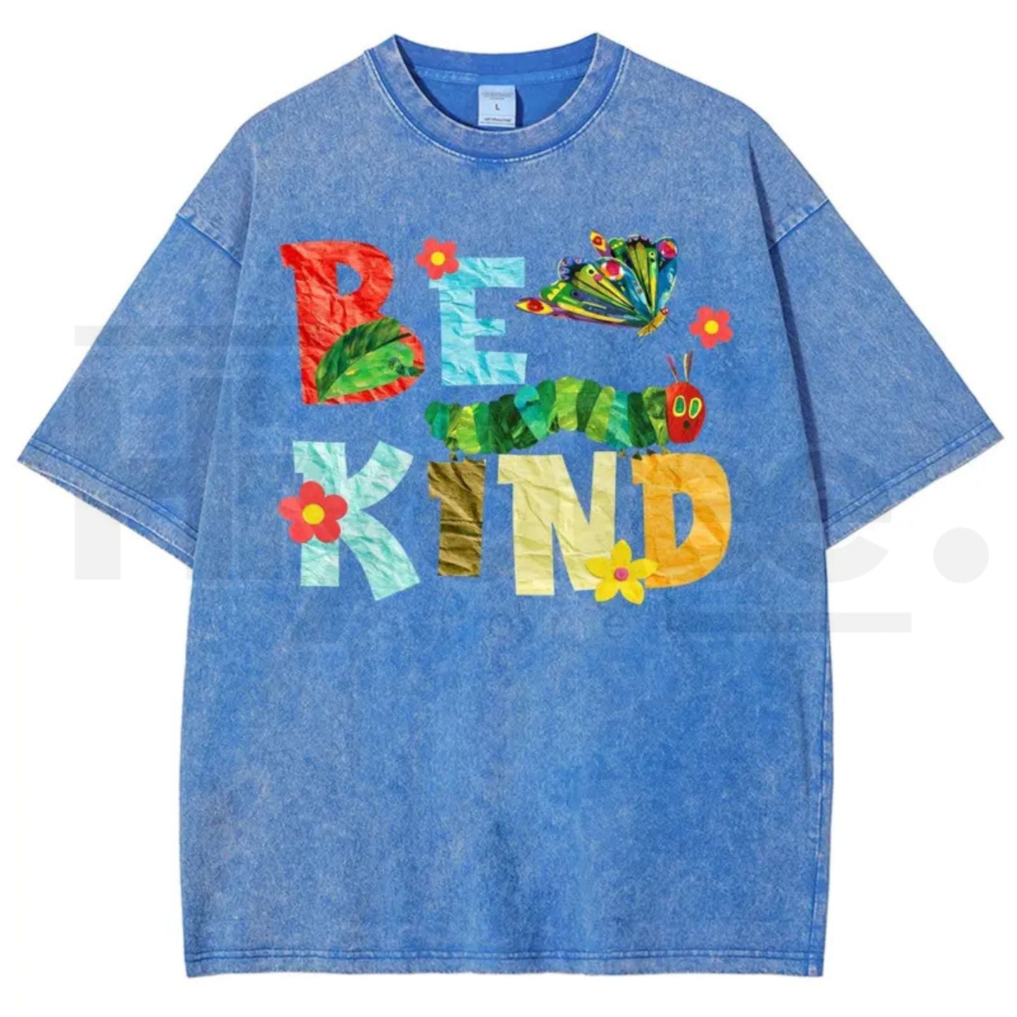 Be Kind Paper Collage Bug Butterfly Floral Vintage Washed Tee – Y2K Aesthetic Graphic Shirt