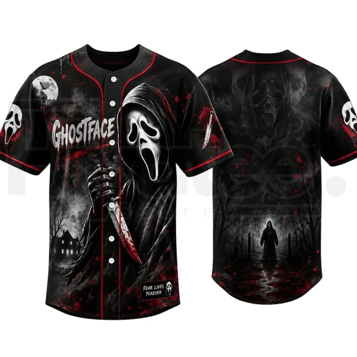 Horror Slasher Baseball Jersey – Classic Movie Characters Spooky Squad Shirt
