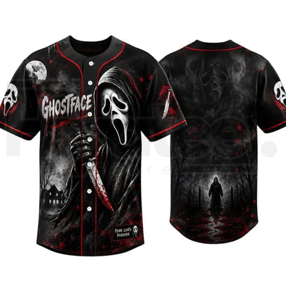 Horror Slasher Baseball Jersey – Classic Movie Characters Spooky Squad Shirt