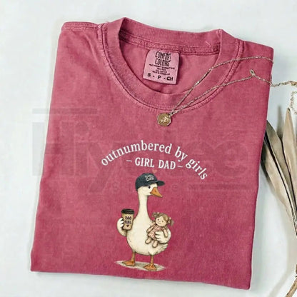 Comfort Colors Girl Dad Shirt – Funny Outnumbered By Girls Duck Graphic Tee
