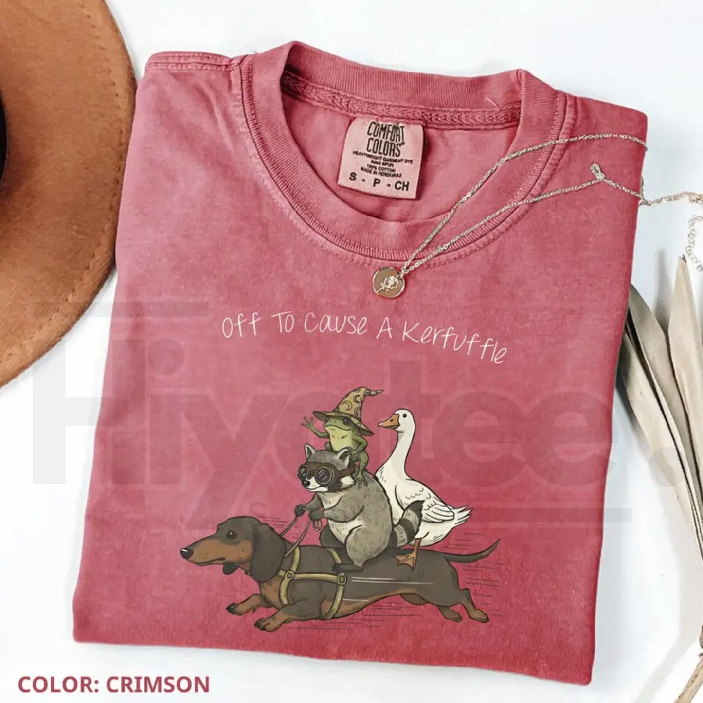 Comfort Colors® Off To Cause A Kerfuffle T-Shirt – Funny Dachshund, Frog, Raccoon & Silly Goose Meme Tee, Chaos Crew Unisex Shirt