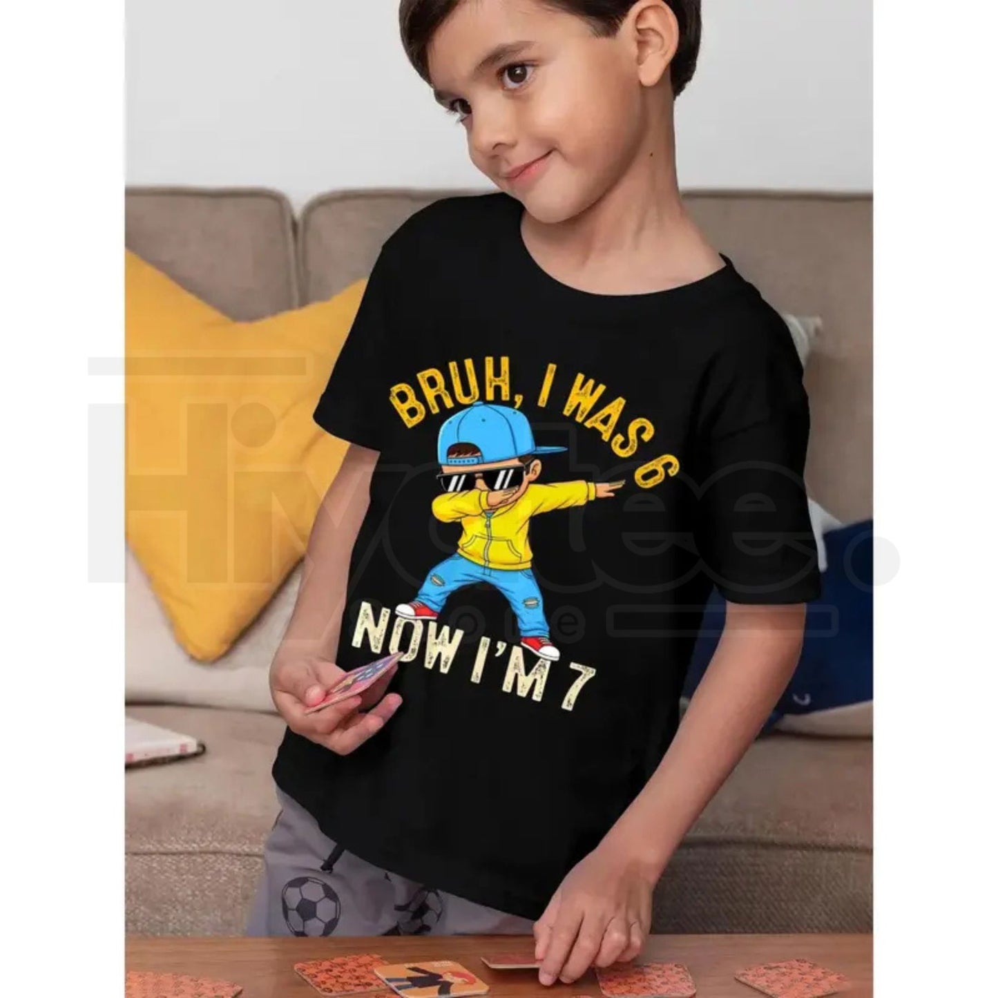 Bruh I was 6 Now I'm 7 Year Old Birthday 67 Dabbing Novelty Aesthetic Graphic Kid T-Shirt Fashion Kid T Shirts Trendy Cool Tees Tops for Kid