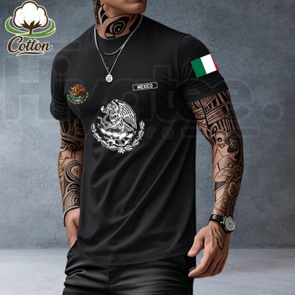 Men's Heavyweight Loose-Fit Mexican Heritage T-Shirt – Summer Casual Streetwear Tee