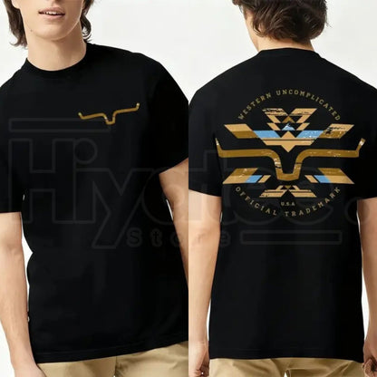 Kimes Ranch Horn Logo Aztec Print Graphic T-Shirt – Western Cotton Tee