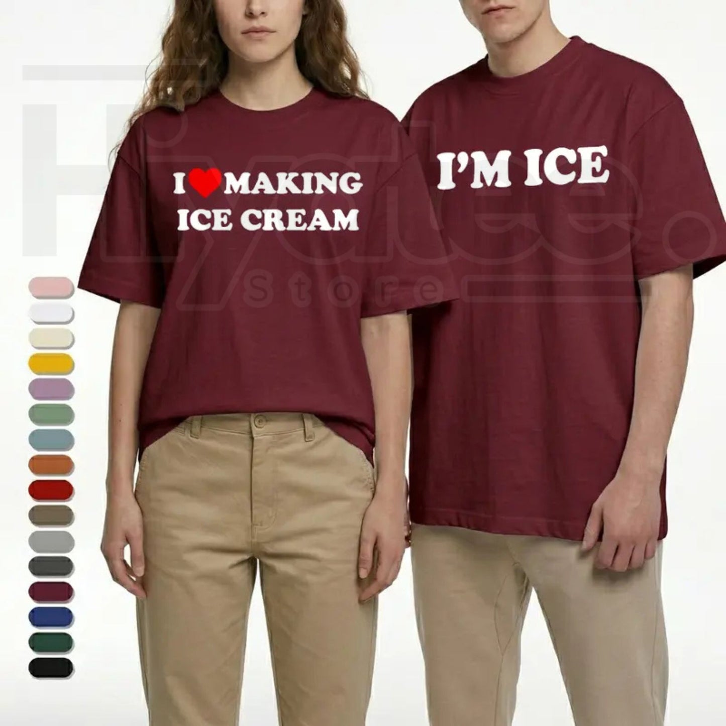 I’m Ice and I Love Making Ice Cream T-Shirt – Funny Couple Graphic Tee, Sarcastic Streetwear for Men