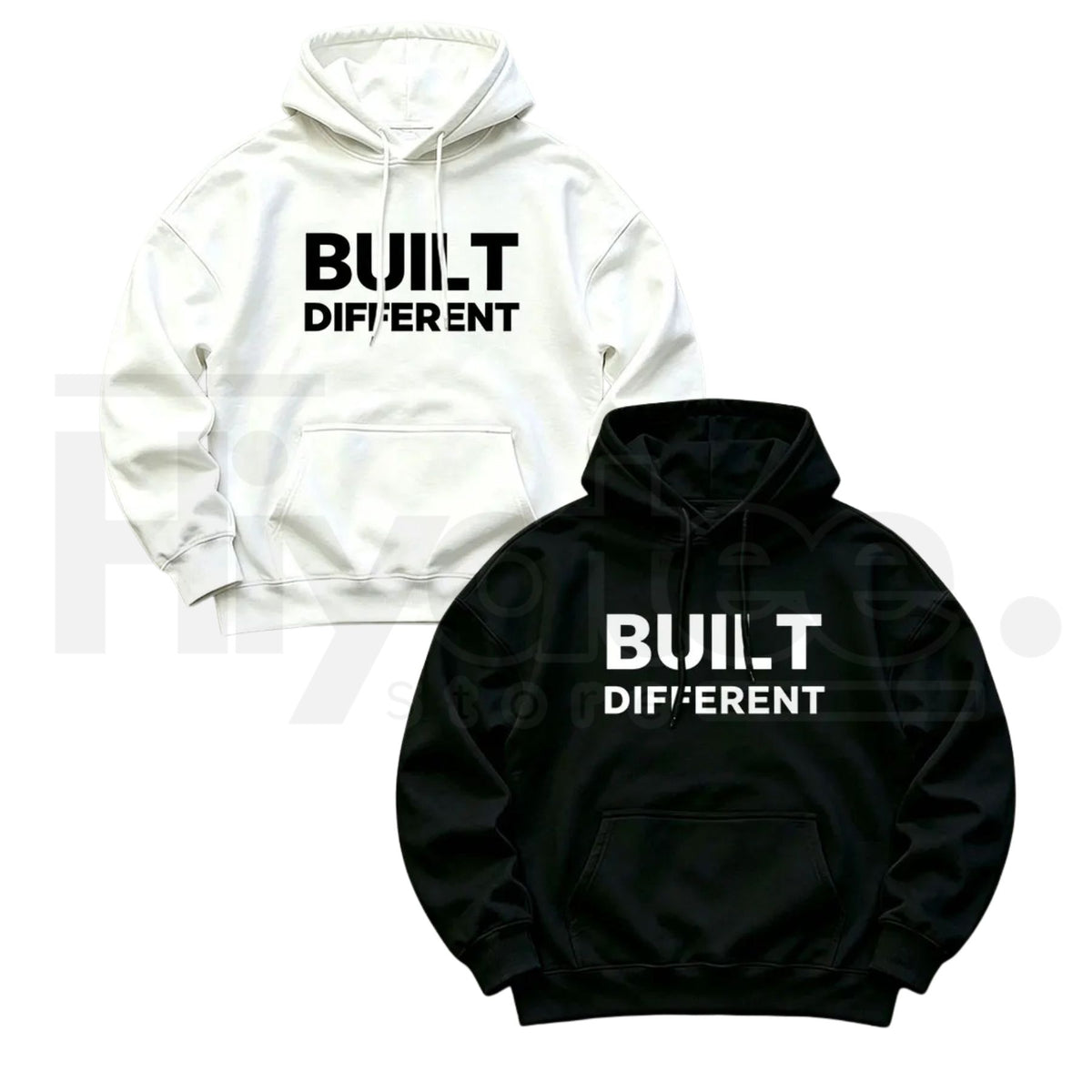 Men's "Built Different" Graphic Hoodie – Motivational Streetwear Pullover, Gym & Casual Fit