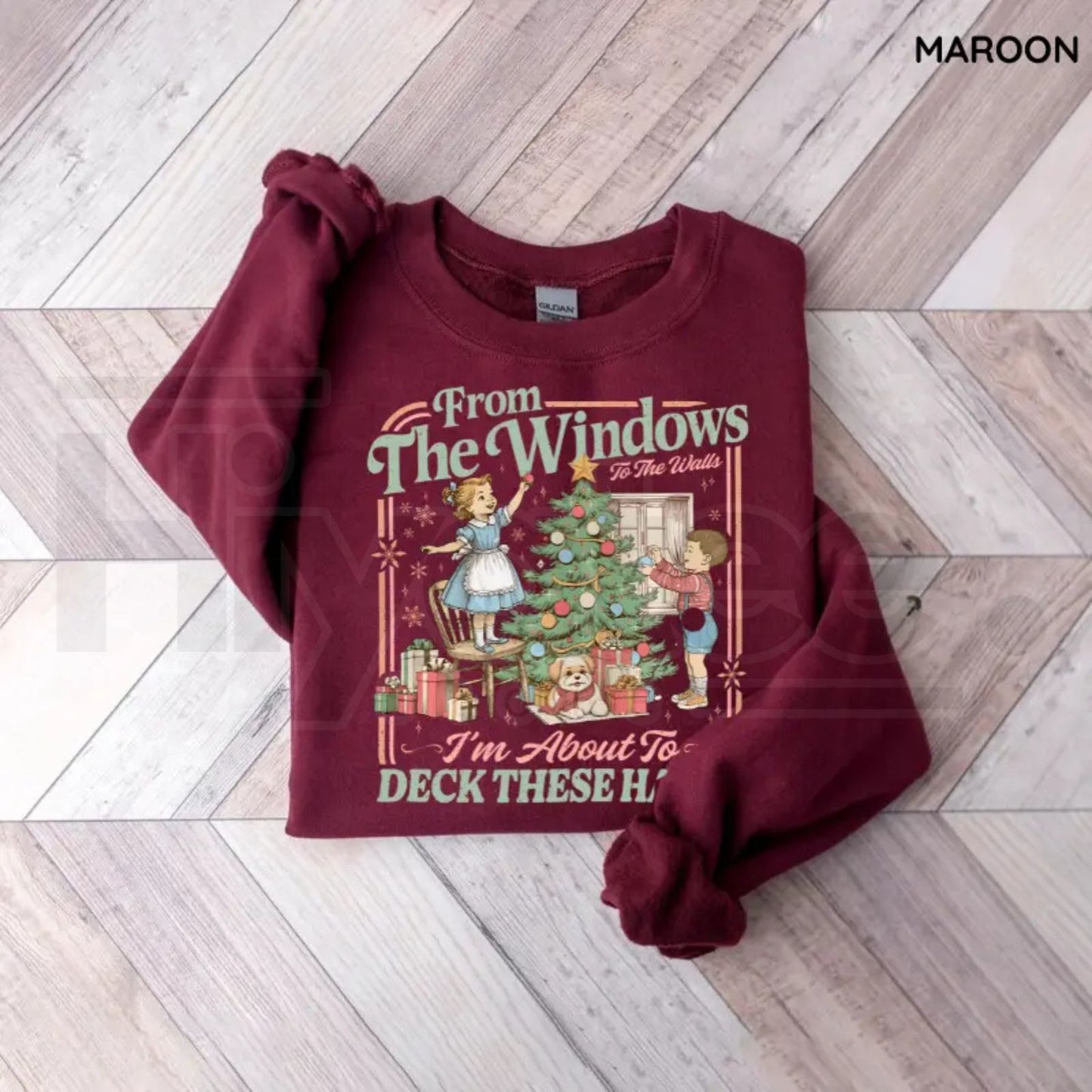 From The Windows To The Walls I'm About To Deck These Halls Sweatshirt – Funny Christmas Rap Graphic Pullover
