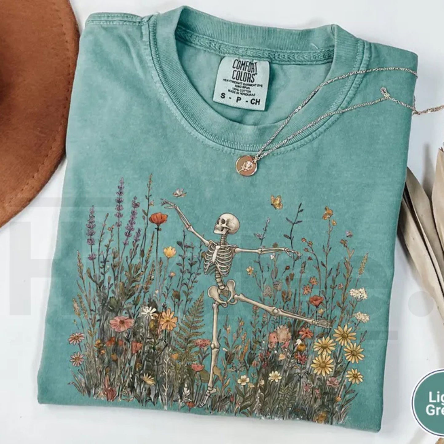 Comfort Colors Skeleton Dancing Arabesque Wildflower Cottagecore Nature Shirt