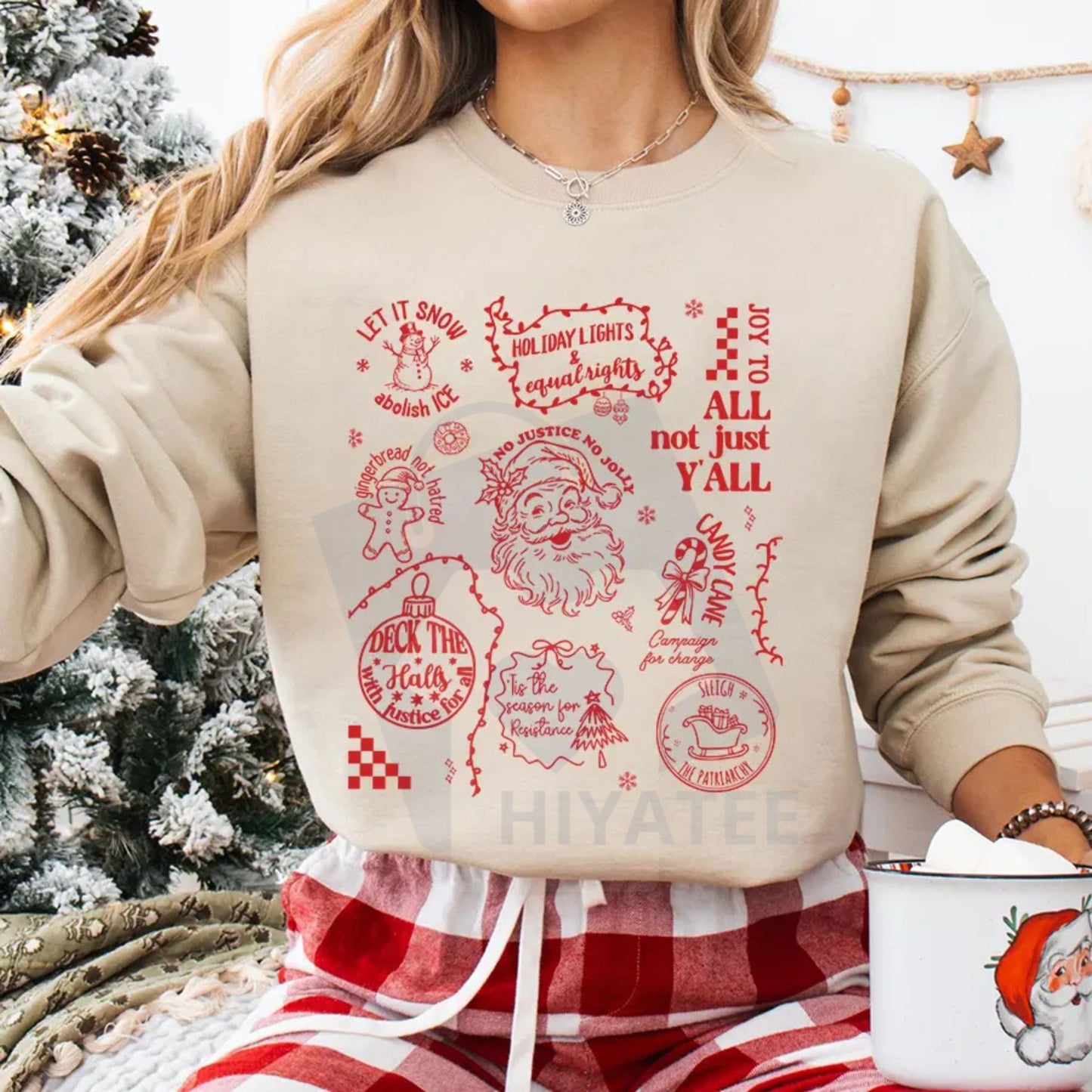 Doodle Christmas Liberal Values Shirt: Subtle Message Social Justice Holiday Sweatshirt, Festive Activist Tee