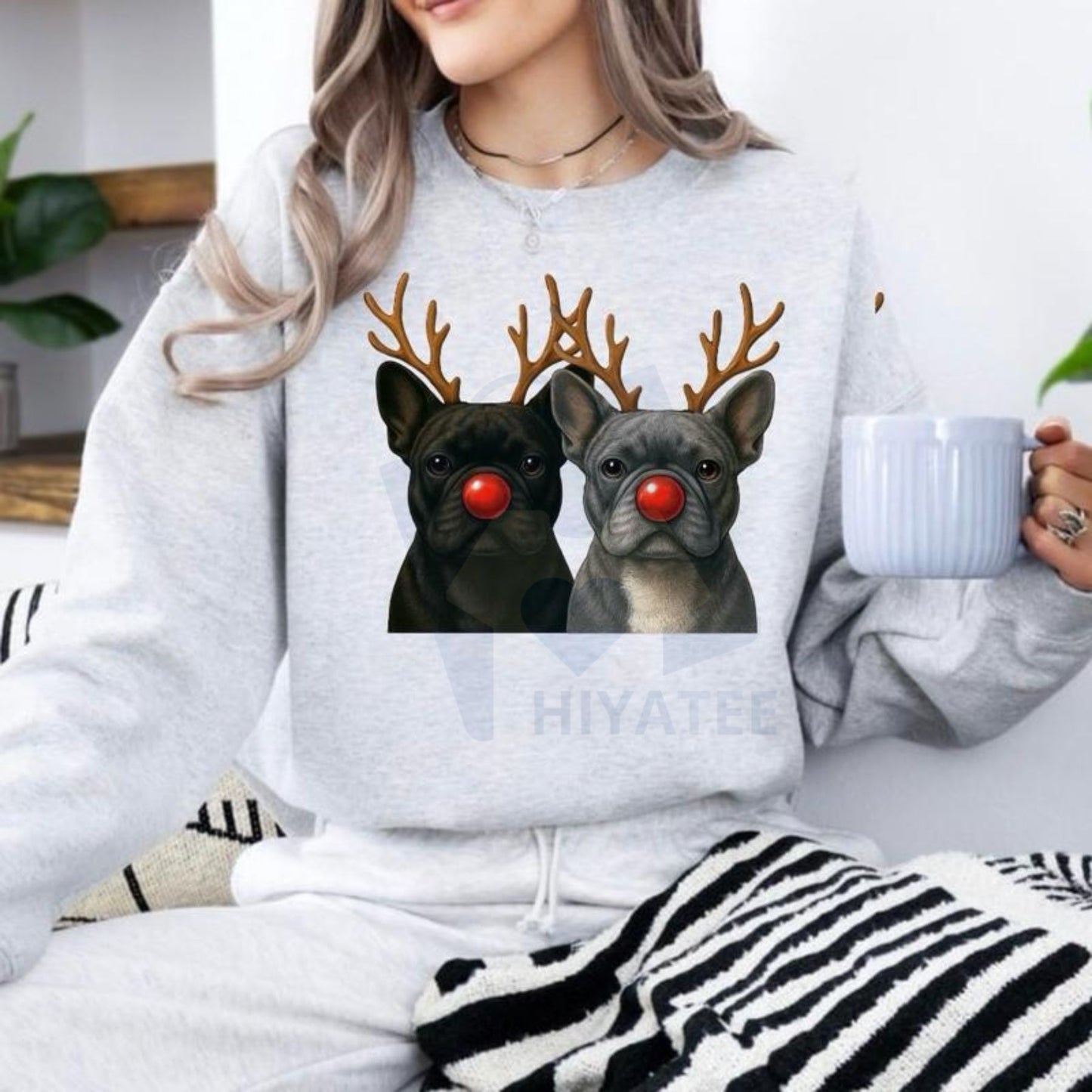 Christmas Reindeer Dog Sweatshirt: Cute Holiday Pet Graphic Pullover, Festive Dog Lover Crewneck, Unisex Gift