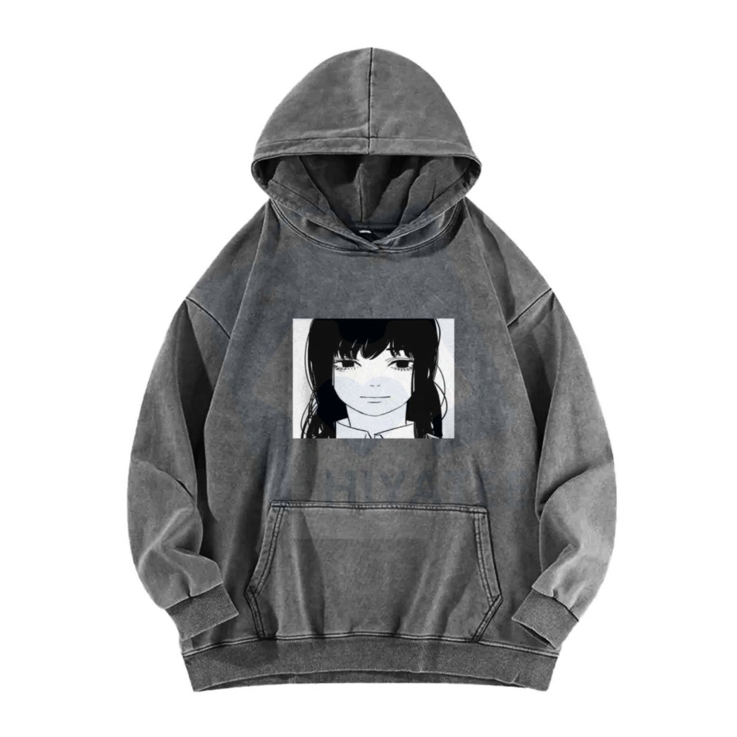 Asa Stare Chainsaw Man Washed Hoodie – Fun Anime Reference, Vintage Streetwear Gift