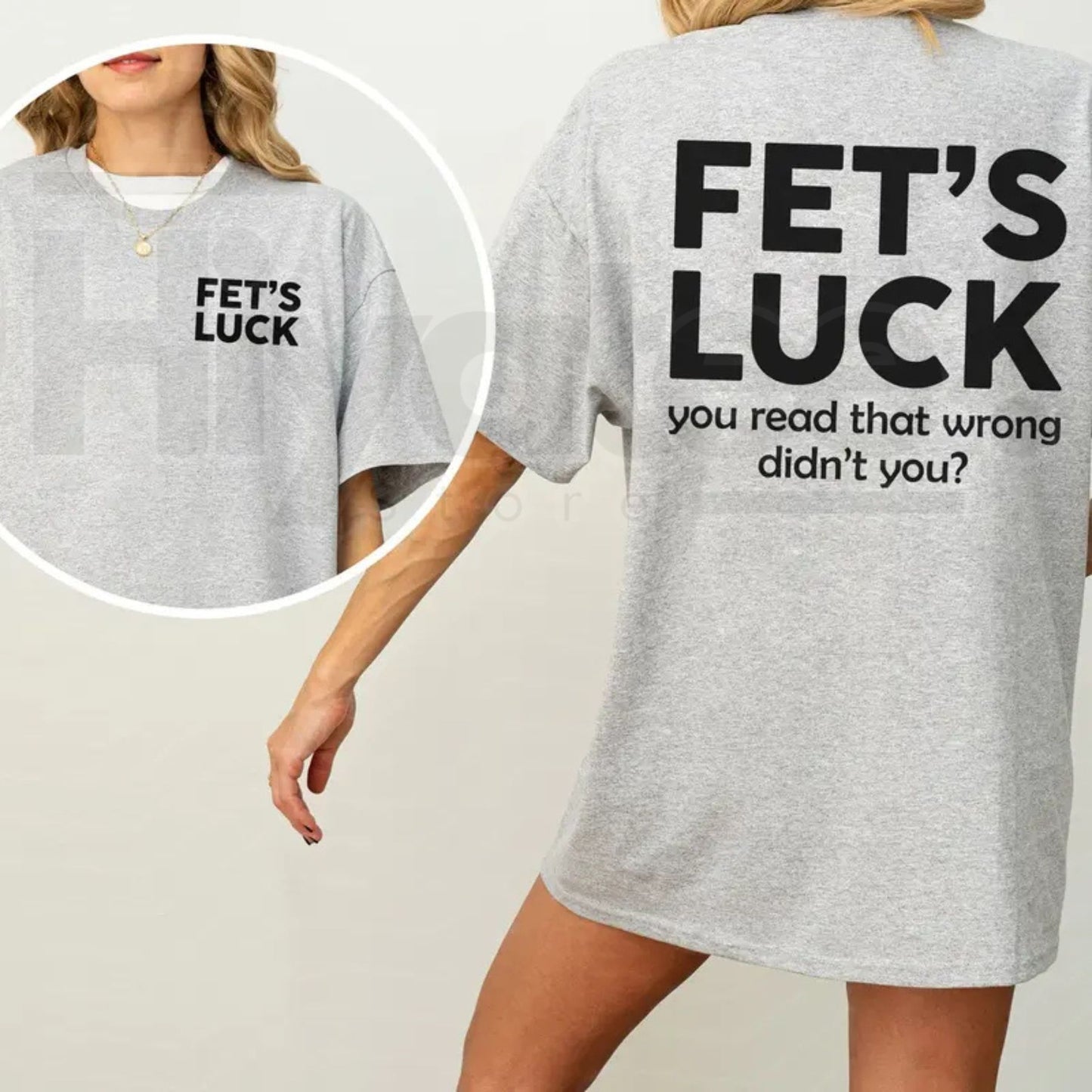 "Fet's Luck" Funny Graphic – Daily Casual Cotton Womenswear Top