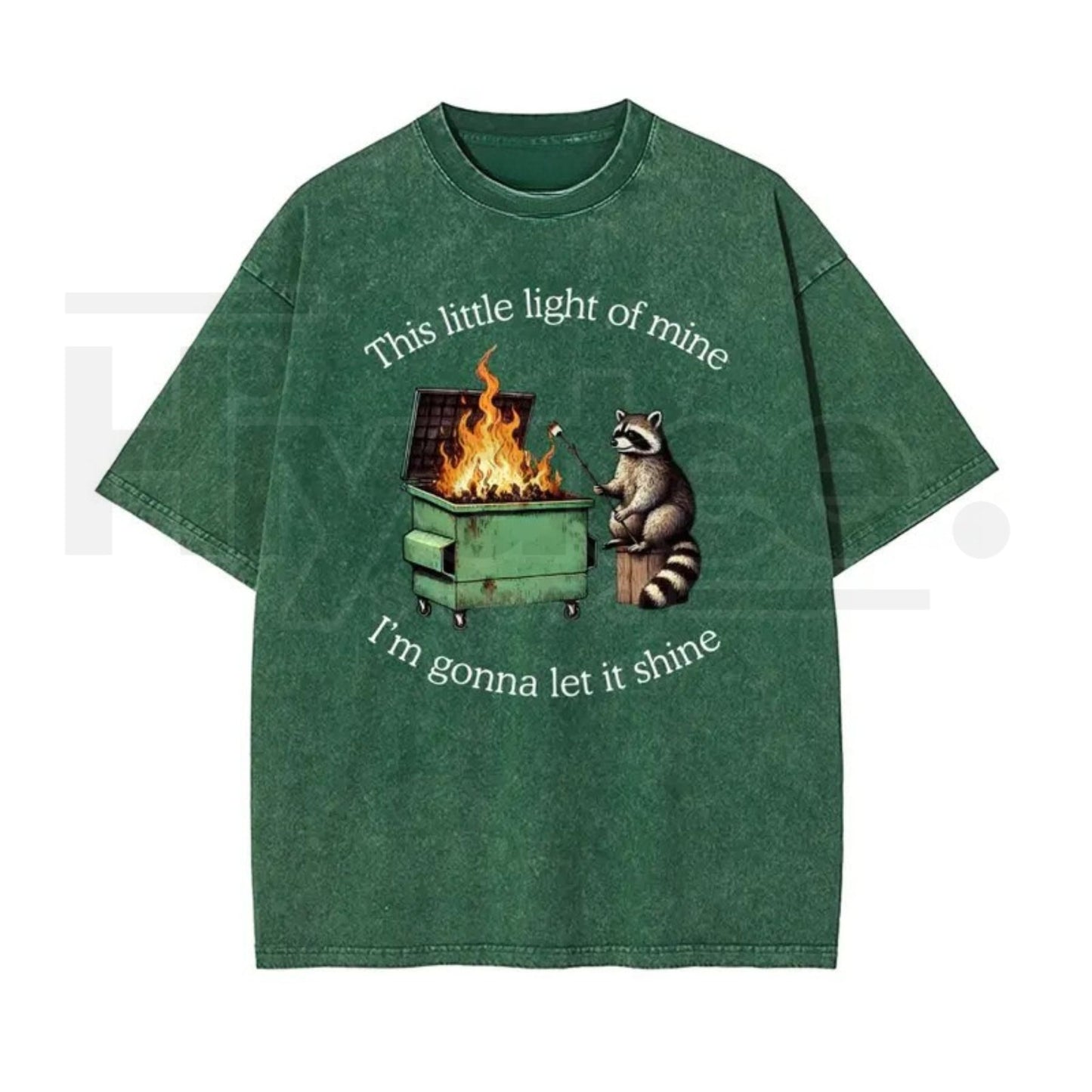 Raccoon “Let It Shine” Vintage Washed T-Shirt – Oversized Batik Cotton Inspirational Graphic Tee