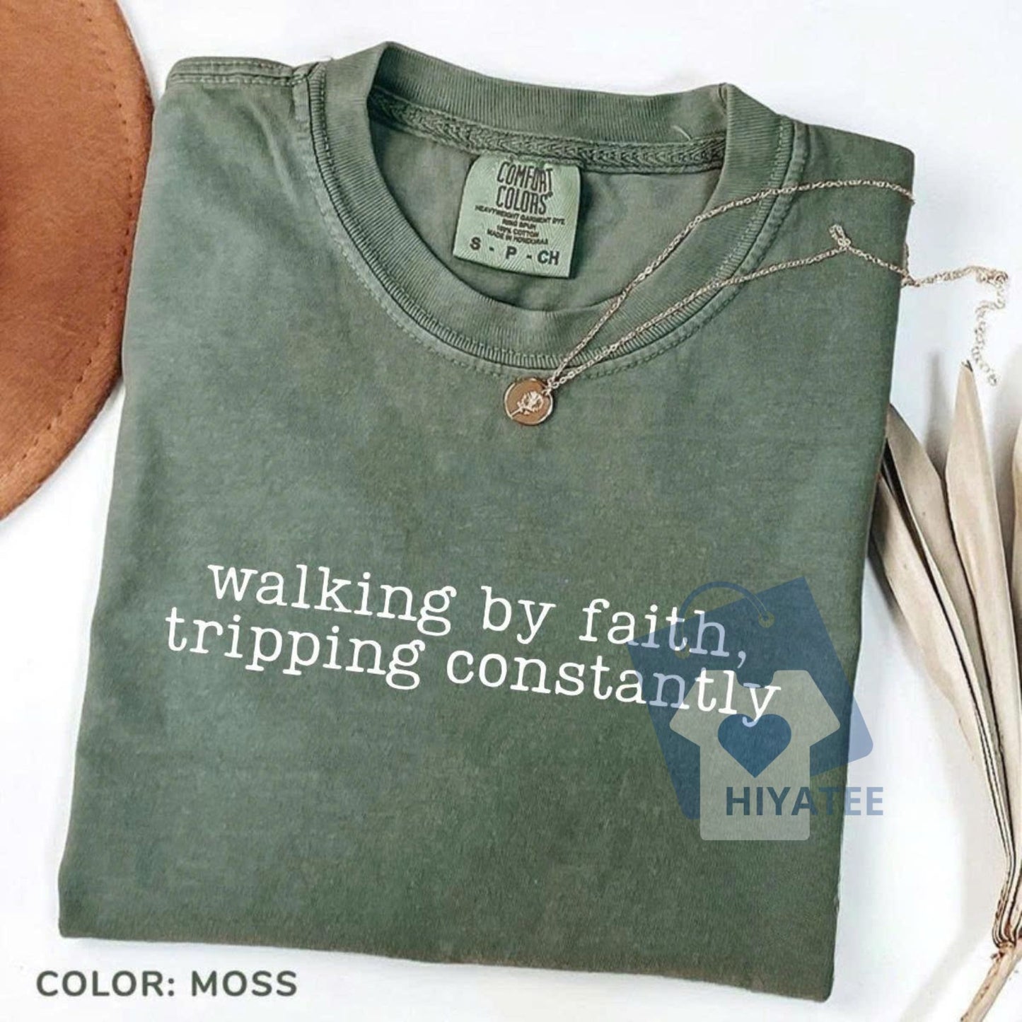 Walking by Faith Tripping Constantly T-Shirt – Comfort Colors Inspirational Christian Tee for Women, Minimal Western Jesus Shirt