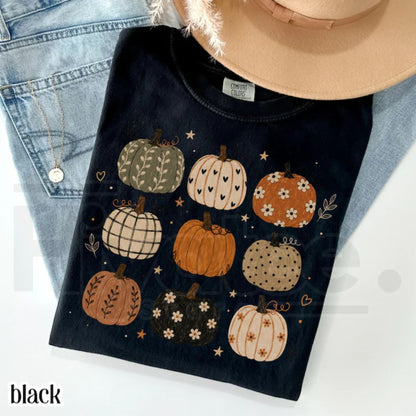 Boho Pumpkin Comfort Colors Shirt Cute Fall Pumpkin Pattern Tee